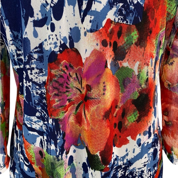 Peck & Peck Med Sheer 3/4 Sleeve, Floral Top with Tank Attached - Picture 6 of 7